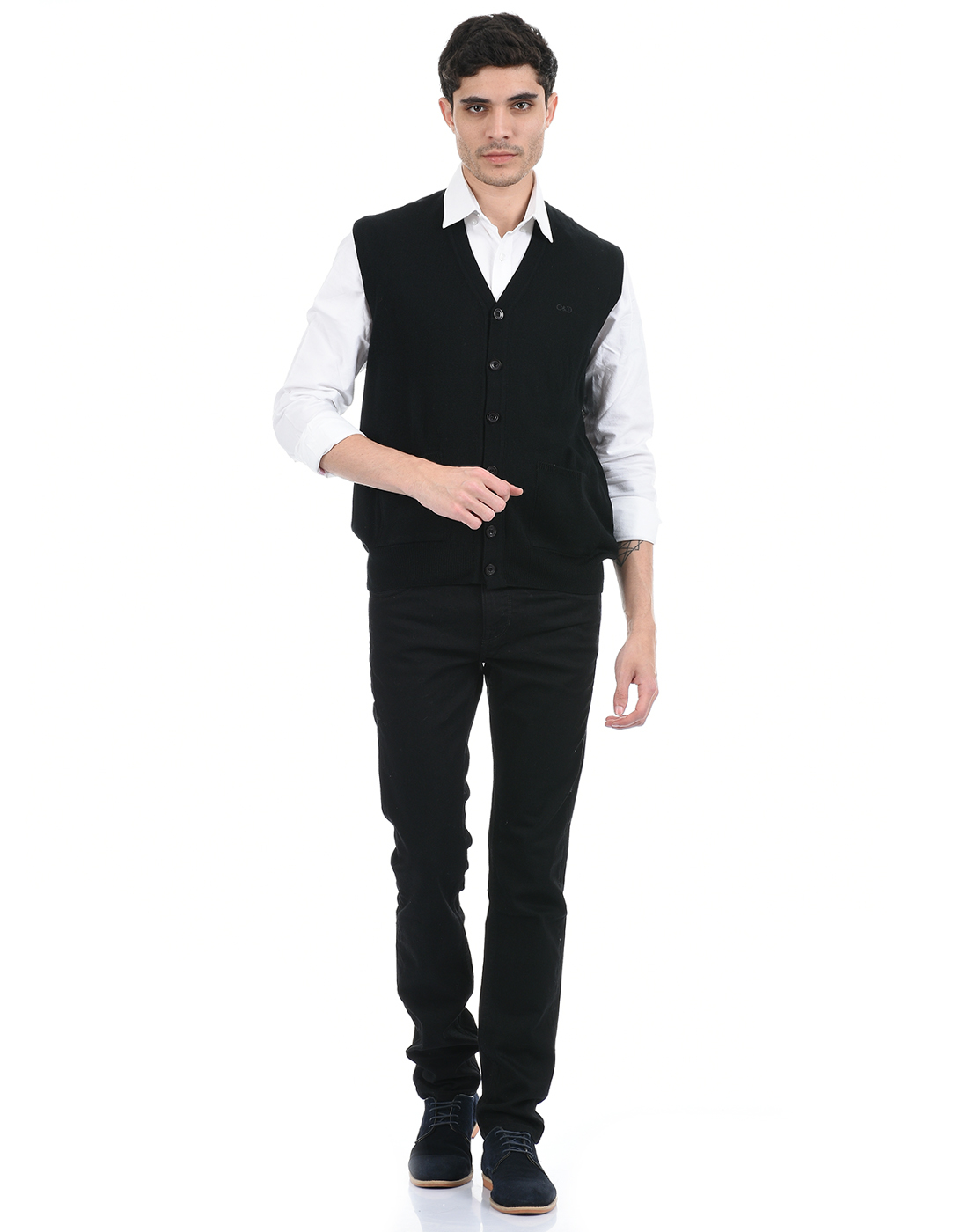 Cloak & Decker by Monte Carlo Men Black Cardigan